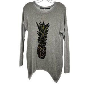 Kensie Women's Pineapple Long Sleeve Sweater Gray/Multi Size Small